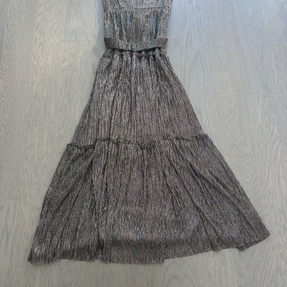 Sabina Musayev Helena Metallic Tiered Maxi Dress with belt - Size Medium - Picture 5 of 10